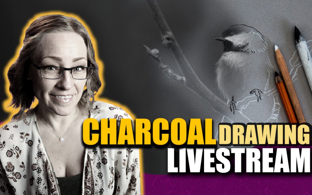 Chickadee Charcoal Drawing Livestream & Reference Photo for Artists