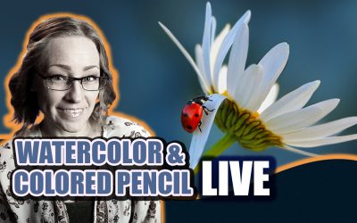 Ladybug Watercolor & Colored Pencil Live Painting Lesson