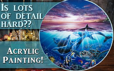 Marine Acrylic Painting – Orcas, Sea Turtles & Coral Reef!!
