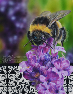 bee painting in colored pencil