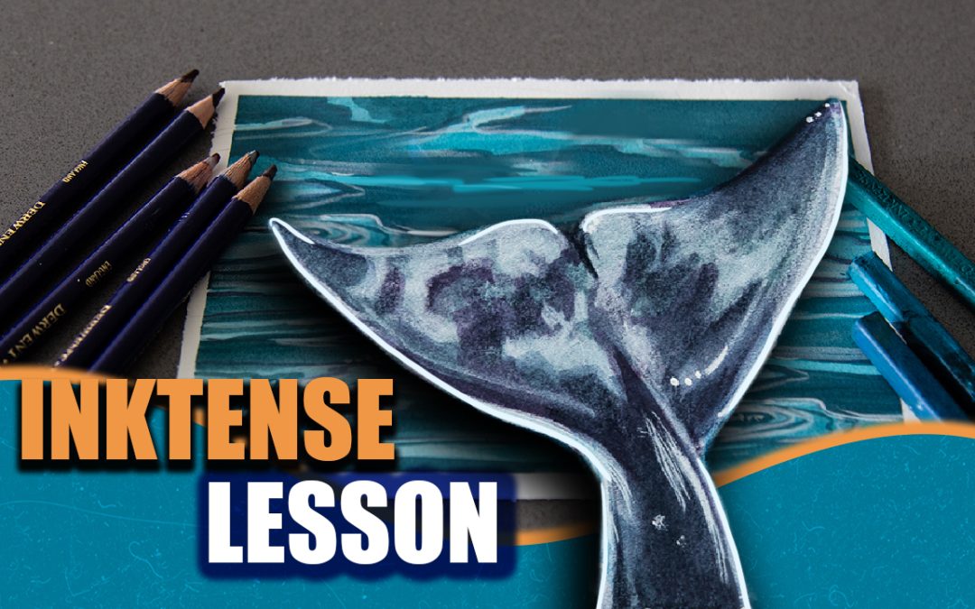 Inktense Painting Tutorial –  Painting a Dolphin Tail and Water