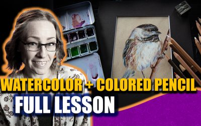 Easy Watercolor & Colored Pencil Full Painting Lesson – FREE