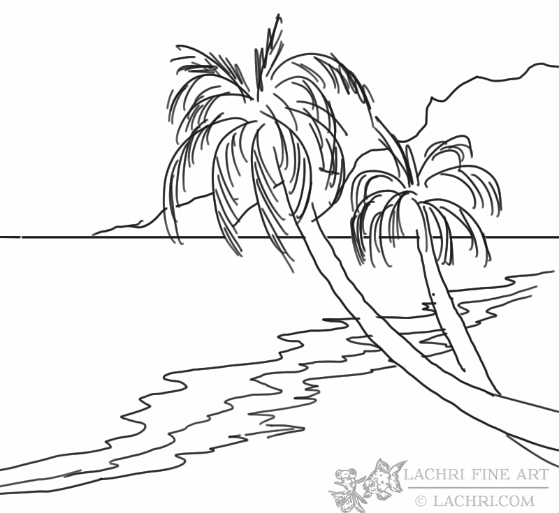 How to paint a beach and palm trees | Lachri Fine Art