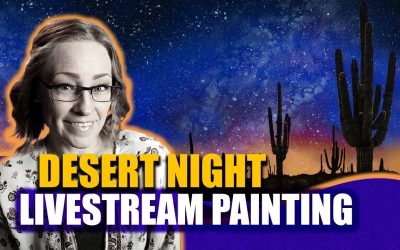 Cactus Desert Night Acrylic Painting Livestream